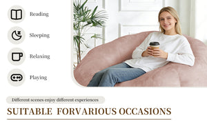 English Elm Round Floral Bean Bag Chair Oversized Body Contouring Lounge Seat for Living Spaces Pink W3737P491798