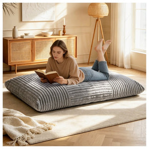 English Elm Dy-Ddy-Shenhui1,oversized Corduroy Bean Bag with Memory Foam Fill for Dorms and Living Rooms Light Gray W3737P530689