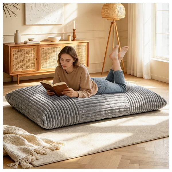 English Elm Dy-Ddy-Shenhui1,oversized Corduroy Bean Bag with Memory Foam Fill for Dorms and Living Rooms Light Gray W3737P530689