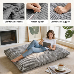English Elm Dy-Ddy-Shenhui1,oversized Corduroy Bean Bag with Memory Foam Fill for Dorms and Living Rooms Light Gray W3737P530689