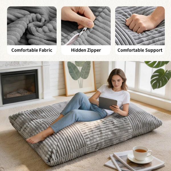 English Elm Dy-Ddy-Shenhui1,oversized Corduroy Bean Bag with Memory Foam Fill for Dorms and Living Rooms Light Gray W3737P530689