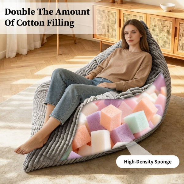 English Elm Dy-Ddy-Shenhui1,oversized Corduroy Bean Bag with Memory Foam Fill for Dorms and Living Rooms Light Gray W3737P530689