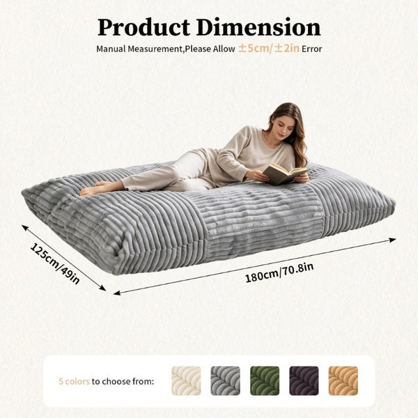 English Elm Dy-Ddy-Shenhui1,oversized Corduroy Bean Bag with Memory Foam Fill for Dorms and Living Rooms Light Gray W3737P530689