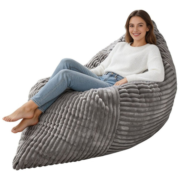 English Elm Dy-Ddy-Shenhui1,oversized Corduroy Bean Bag with Memory Foam Fill for Dorms and Living Rooms Light Gray W3737P530689