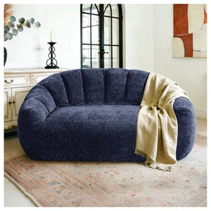 English Elm Starry Sky Bear Paw Oversized Bean Bag Sofa Faux Fur Plush Armrest Lounger for Bedroom Blue W3737P530964