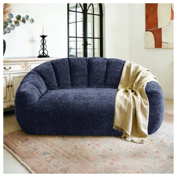 English Elm Starry Sky Bear Paw Oversized Bean Bag Sofa Faux Fur Plush Armrest Lounger for Bedroom Blue W3737P530964