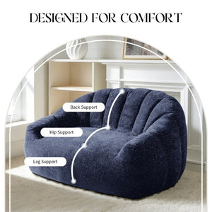 English Elm Starry Sky Bear Paw Oversized Bean Bag Sofa Faux Fur Plush Armrest Lounger for Bedroom Blue W3737P530964