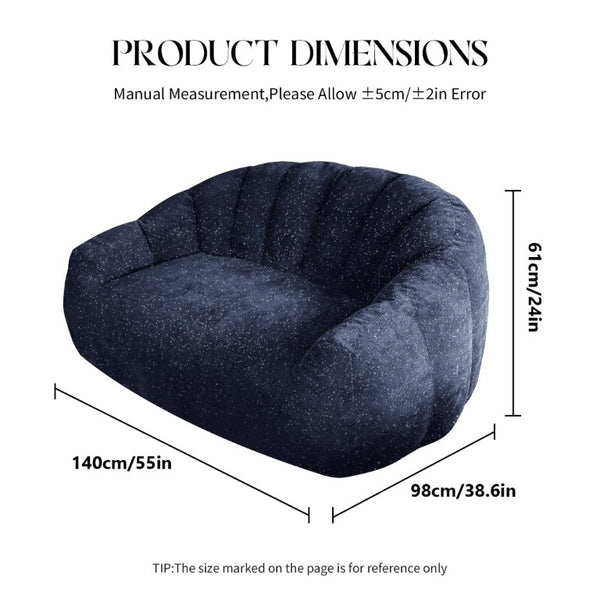 English Elm Starry Sky Bear Paw Oversized Bean Bag Sofa Faux Fur Plush Armrest Lounger for Bedroom Blue W3737P530964