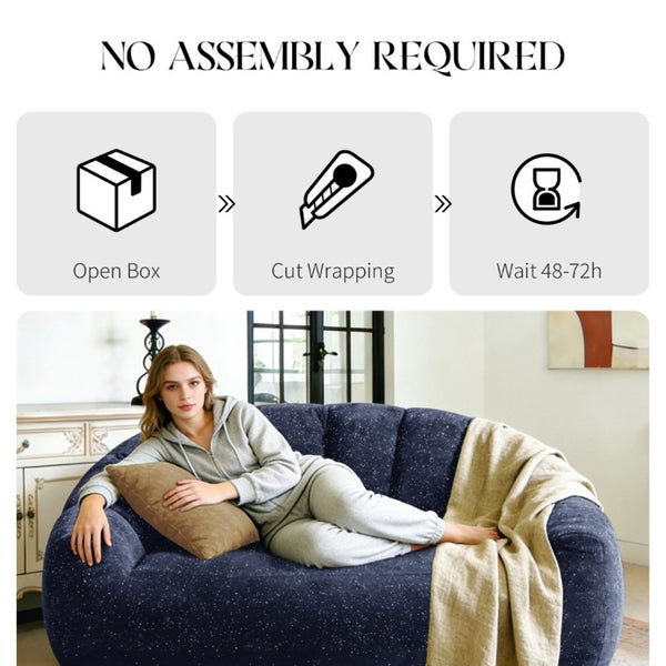 English Elm Starry Sky Bear Paw Oversized Bean Bag Sofa Faux Fur Plush Armrest Lounger for Bedroom Blue W3737P530964