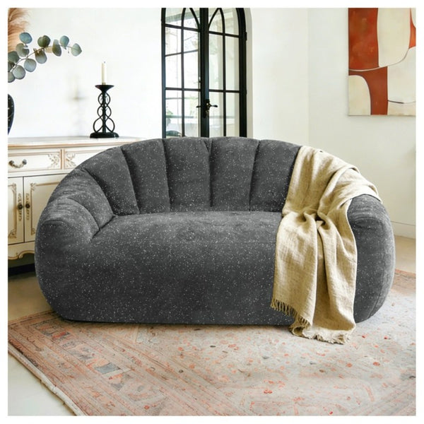 English Elm Starry Sky Bear Paw Oversized Bean Bag Sofa Faux Fur Plush Armrest Lounger for Bedroom Grey W3737P530966