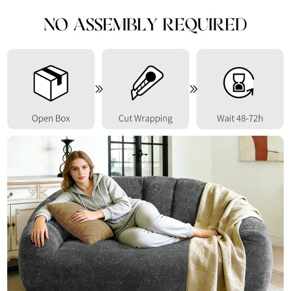 English Elm Starry Sky Bear Paw Oversized Bean Bag Sofa Faux Fur Plush Armrest Lounger for Bedroom Grey W3737P530966