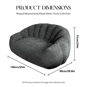 English Elm Starry Sky Bear Paw Oversized Bean Bag Sofa Faux Fur Plush Armrest Lounger for Bedroom Grey W3737P530966
