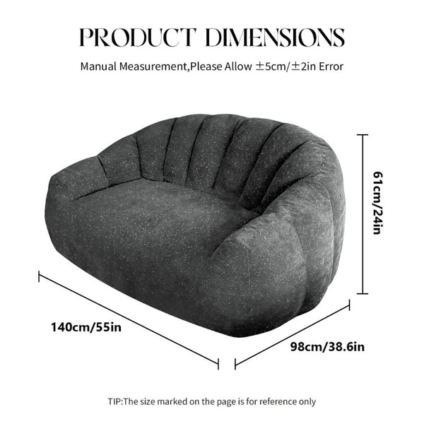 English Elm Starry Sky Bear Paw Oversized Bean Bag Sofa Faux Fur Plush Armrest Lounger for Bedroom Grey W3737P530966