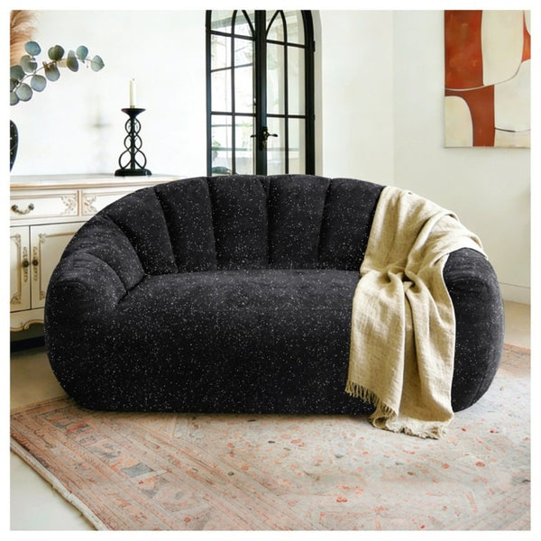 English Elm Starry Sky Bear Paw Oversized Bean Bag Sofa Faux Fur Plush Armrest Lounger for Bedroom Black W3737P530969