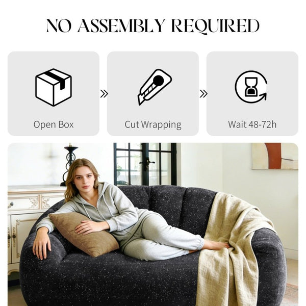 English Elm Starry Sky Bear Paw Oversized Bean Bag Sofa Faux Fur Plush Armrest Lounger for Bedroom Black W3737P530969