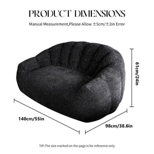 English Elm Starry Sky Bear Paw Oversized Bean Bag Sofa Faux Fur Plush Armrest Lounger for Bedroom Black W3737P530969