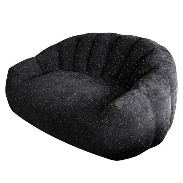 English Elm Starry Sky Bear Paw Oversized Bean Bag Sofa Faux Fur Plush Armrest Lounger for Bedroom Black W3737P530969