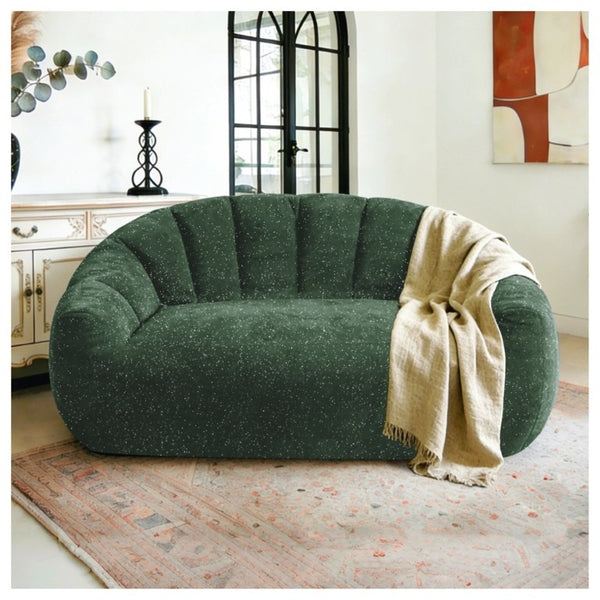 English Elm Starry Sky Bear Paw Oversized Bean Bag Sofa Faux Fur Plush Armrest Lounger for Bedroom Green W3737P530970