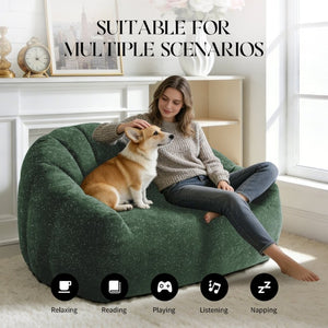 English Elm Starry Sky Bear Paw Oversized Bean Bag Sofa Faux Fur Plush Armrest Lounger for Bedroom Green W3737P530970