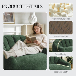 English Elm Starry Sky Bear Paw Oversized Bean Bag Sofa Faux Fur Plush Armrest Lounger for Bedroom Green W3737P530970