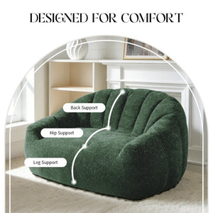 English Elm Starry Sky Bear Paw Oversized Bean Bag Sofa Faux Fur Plush Armrest Lounger for Bedroom Green W3737P530970