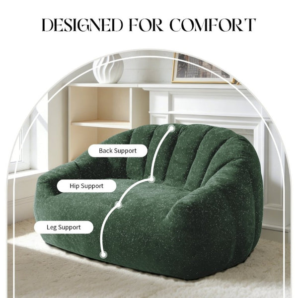 English Elm Starry Sky Bear Paw Oversized Bean Bag Sofa Faux Fur Plush Armrest Lounger for Bedroom Green W3737P530970