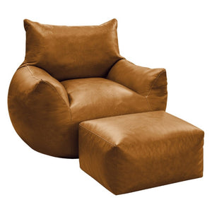 English Elm Pbpmjt-Bean Bag Sofa with Ottoman Faux Leather Tech Fabric Lounge Chair for Adults W3737P531093