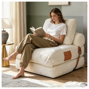 English Elm Lazy Convertible Foam Lounge Chair Foldable Sofa Bed for Dorm Living Room Studio W3737P531275