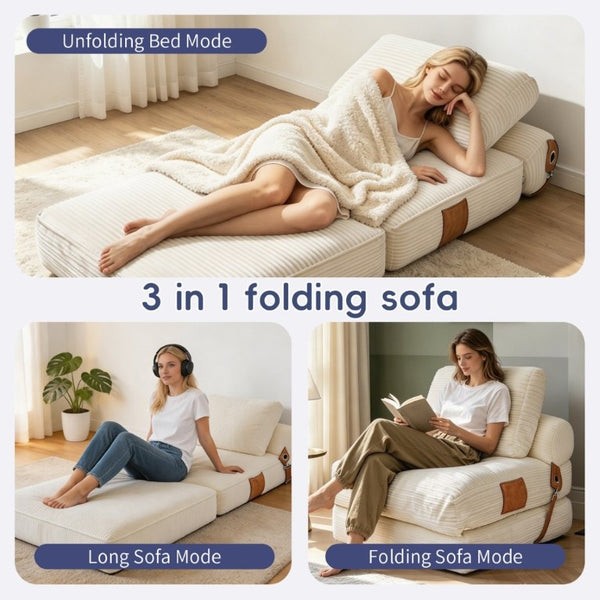 English Elm Lazy Convertible Foam Lounge Chair Foldable Sofa Bed for Dorm Living Room Studio W3737P531275