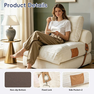 English Elm Lazy Convertible Foam Lounge Chair Foldable Sofa Bed for Dorm Living Room Studio W3737P531275