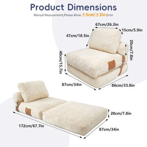 English Elm Lazy Convertible Foam Lounge Chair Foldable Sofa Bed for Dorm Living Room Studio W3737P531275