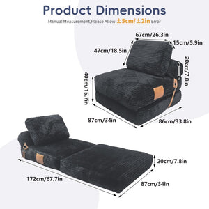 English Elm Lazy Convertible Lounge Chair Fold Out Sofa Bed for Small Spaces and Guest Rooms Dark Grey W3737P531281