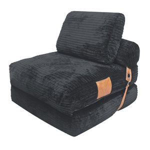 English Elm Lazy Convertible Lounge Chair Fold Out Sofa Bed for Small Spaces and Guest Rooms Dark Grey W3737P531281