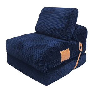 English Elm Lazy Convertible Lounge Chair Fold Out Sofa Bed for Small Spaces and Guest Rooms Blue W3737P531283