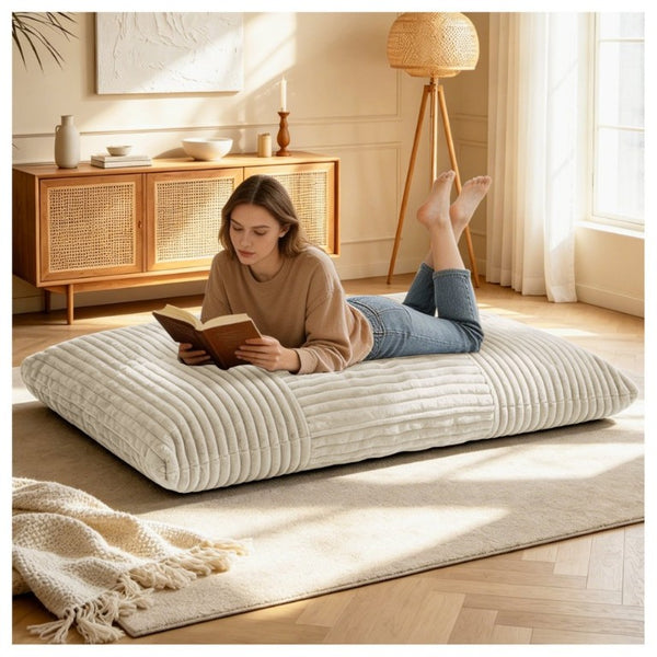 English Elm Dy-Ddy-Shenhui1,oversized Corduroy Bean Bag with Memory Foam Fill for Dorms and Living Rooms White W3737P531290