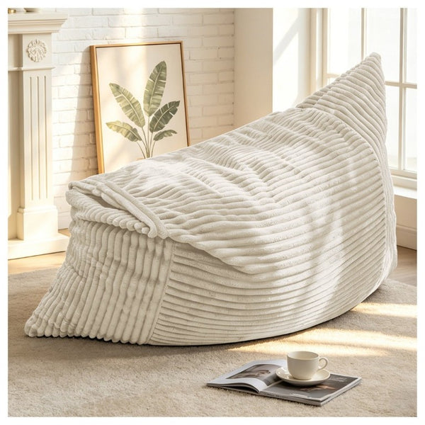 English Elm Dy-Ddy-Shenhui1,oversized Corduroy Bean Bag with Memory Foam Fill for Dorms and Living Rooms White W3737P531290