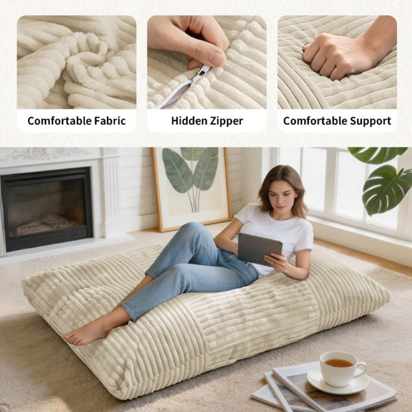 English Elm Dy-Ddy-Shenhui1,oversized Corduroy Bean Bag with Memory Foam Fill for Dorms and Living Rooms White W3737P531290