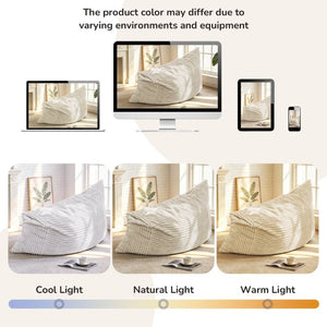 English Elm Dy-Ddy-Shenhui1,oversized Corduroy Bean Bag with Memory Foam Fill for Dorms and Living Rooms White W3737P531290