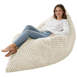 English Elm Dy-Ddy-Shenhui1,oversized Corduroy Bean Bag with Memory Foam Fill for Dorms and Living Rooms White W3737P531290
