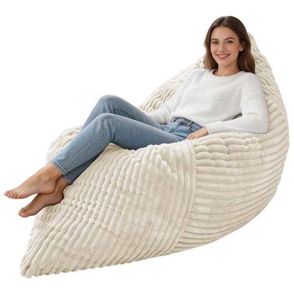 English Elm Dy-Ddy-Shenhui1,oversized Corduroy Bean Bag with Memory Foam Fill for Dorms and Living Rooms White W3737P531290