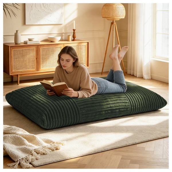 English Elm Dy-Ddy-Shenhui1,oversized Corduroy Bean Bag with Memory Foam Fill for Dorms and Living Rooms Green W3737P531296