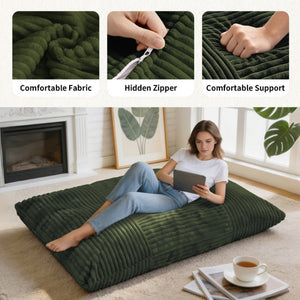 English Elm Dy-Ddy-Shenhui1,oversized Corduroy Bean Bag with Memory Foam Fill for Dorms and Living Rooms Green W3737P531296