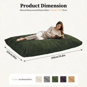 English Elm Dy-Ddy-Shenhui1,oversized Corduroy Bean Bag with Memory Foam Fill for Dorms and Living Rooms Green W3737P531296