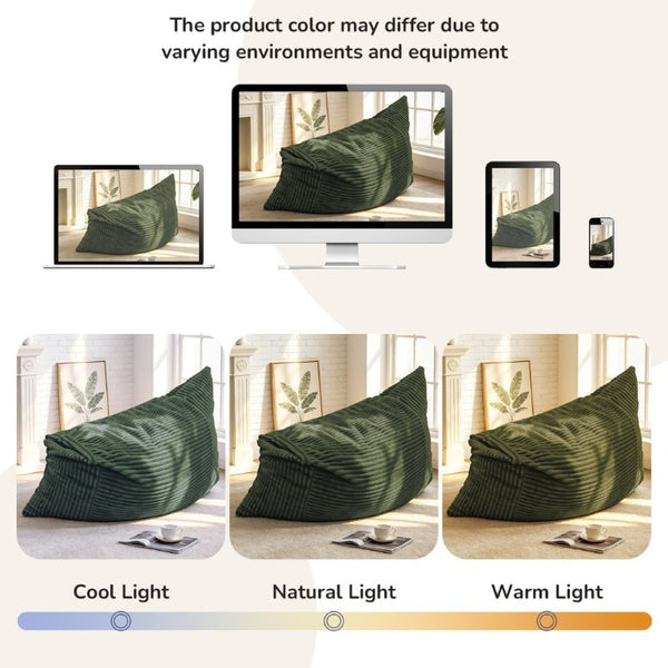 English Elm Dy-Ddy-Shenhui1,oversized Corduroy Bean Bag with Memory Foam Fill for Dorms and Living Rooms Green W3737P531296
