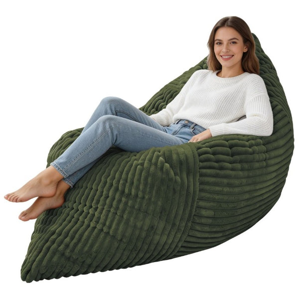 English Elm Dy-Ddy-Shenhui1,oversized Corduroy Bean Bag with Memory Foam Fill for Dorms and Living Rooms Green W3737P531296