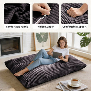 English Elm Dy-Ddy-Shenhui1,oversized Corduroy Bean Bag with Memory Foam Fill for Dorms and Living Rooms Dark Grey W3737P531307