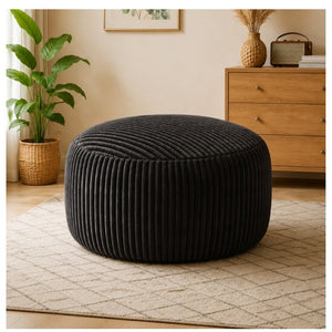 English Elm Oversized Corduroy Bean Bag Chair Memory Foam Round Lounge Seat for Bedroom Dorm Black W3737P531628