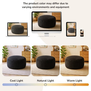 English Elm Oversized Corduroy Bean Bag Chair Memory Foam Round Lounge Seat for Bedroom Dorm Black W3737P531628