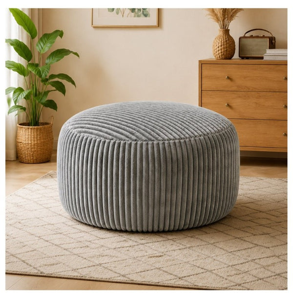 English Elm Oversized Corduroy Bean Bag Chair Memory Foam Round Lounge Seat for Bedroom Dorm Grey W3737P531631