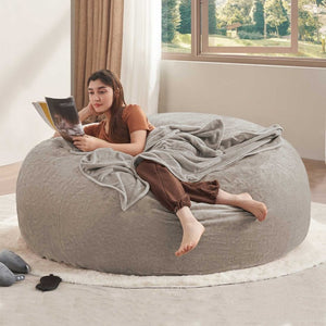 English Elm 6Ft Round Memory Foam Bean Bag Soft Flannel Lounge Chair for Bedroom Living Room W3737P533371